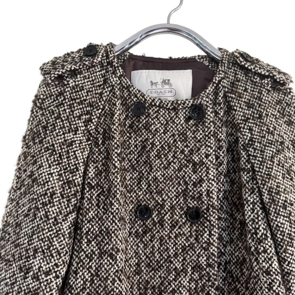 Coach Women's Brown Wool Tweed Double Breasted Button Front Coat Size S/P‎